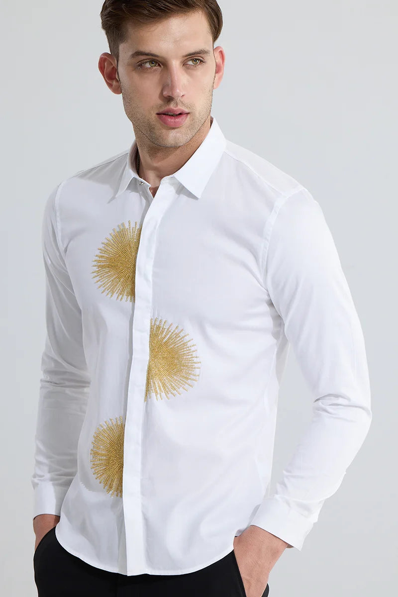 Crescent White Beaded Shirt