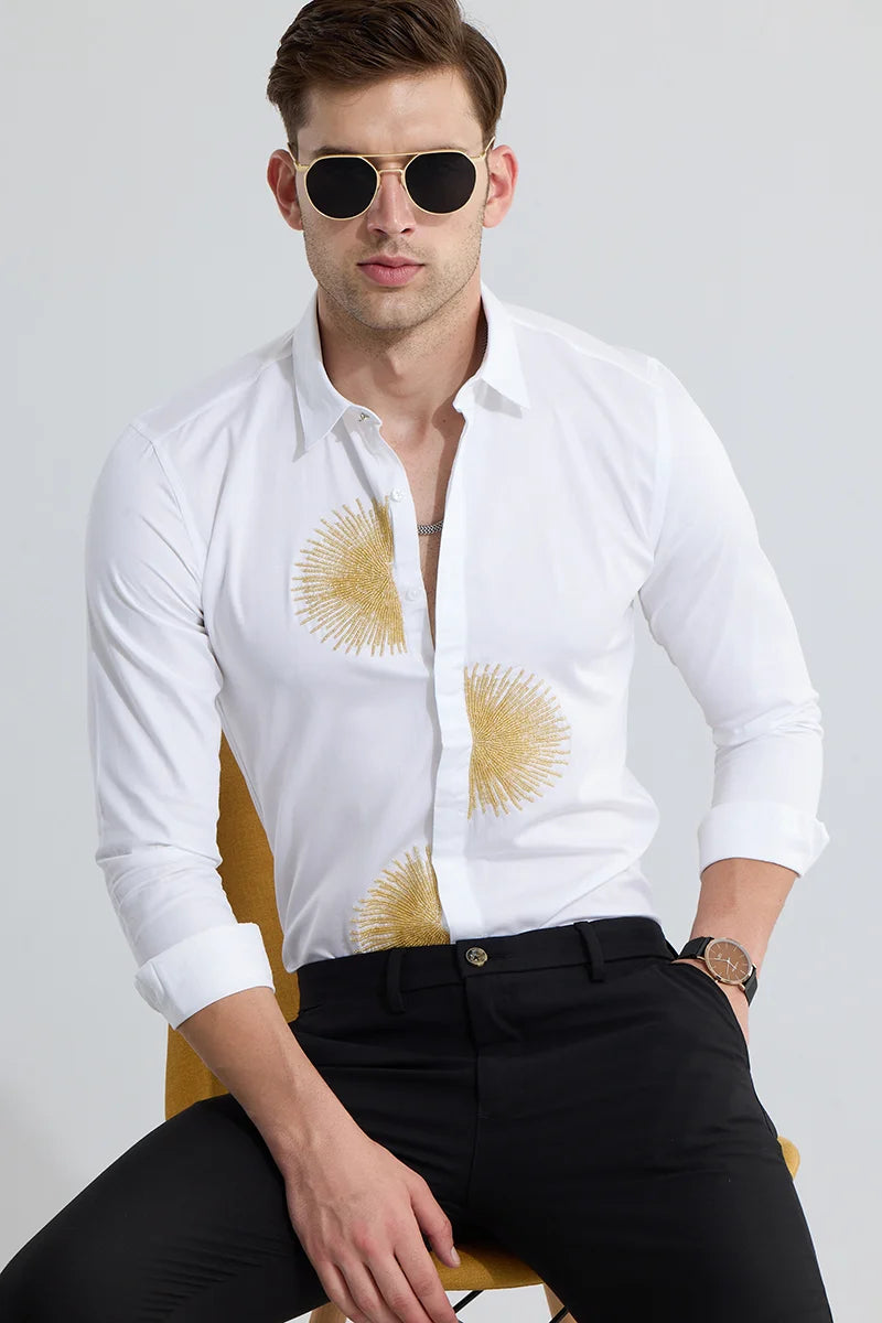 Crescent White Beaded Shirt