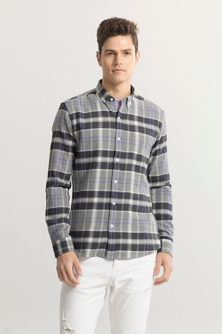 Quadric Charcoal Grey Flannel Check Shirt