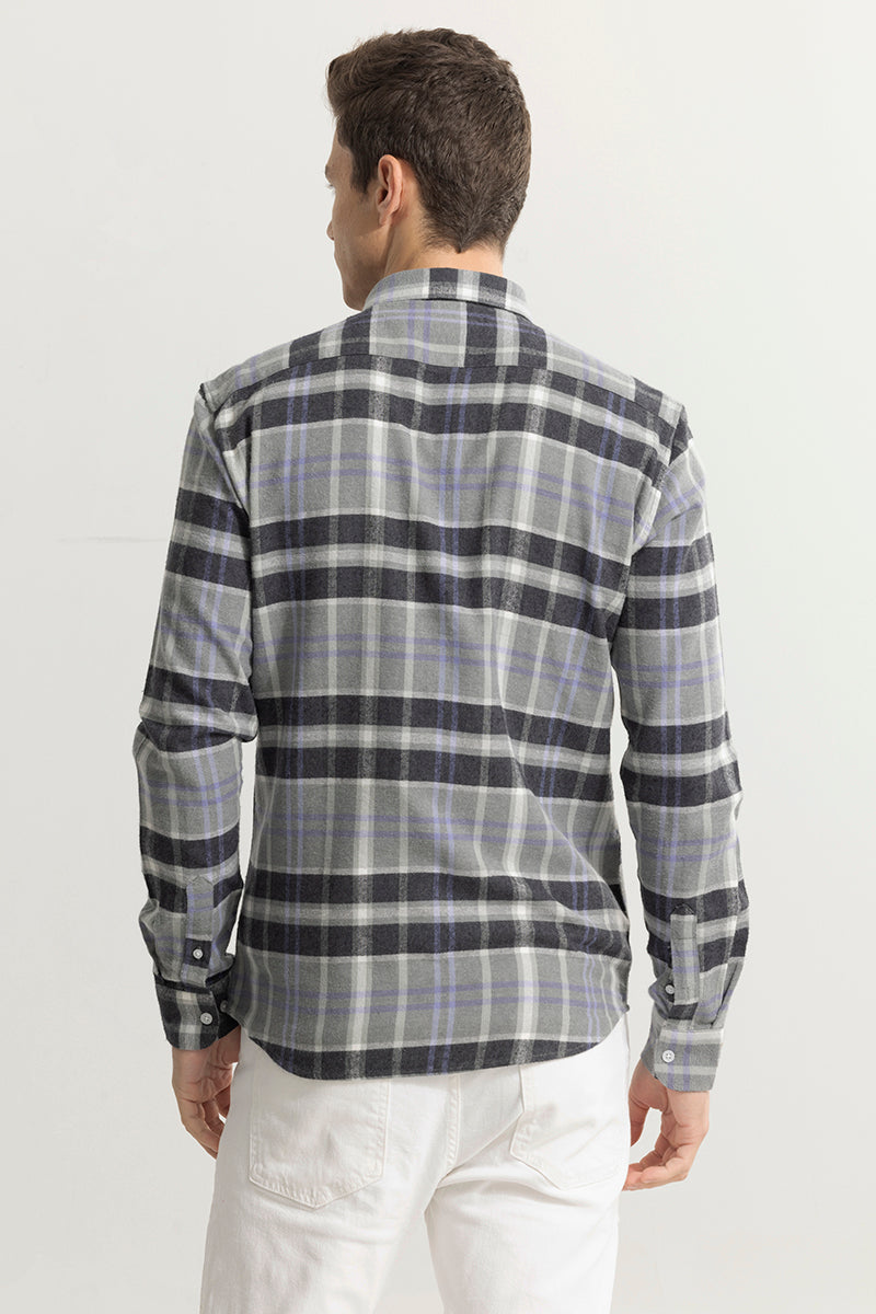 Quadric Charcoal Grey Flannel Check Shirt