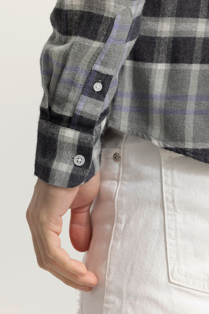 Quadric Charcoal Grey Flannel Check Shirt