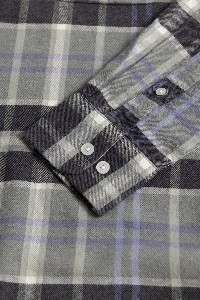 Quadric Charcoal Grey Flannel Check Shirt