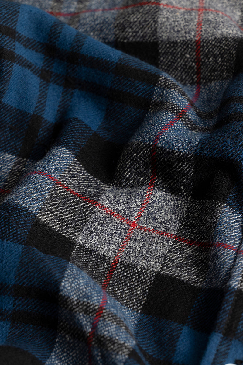 Quadric Charcoal Blue Flannel Check Shirt