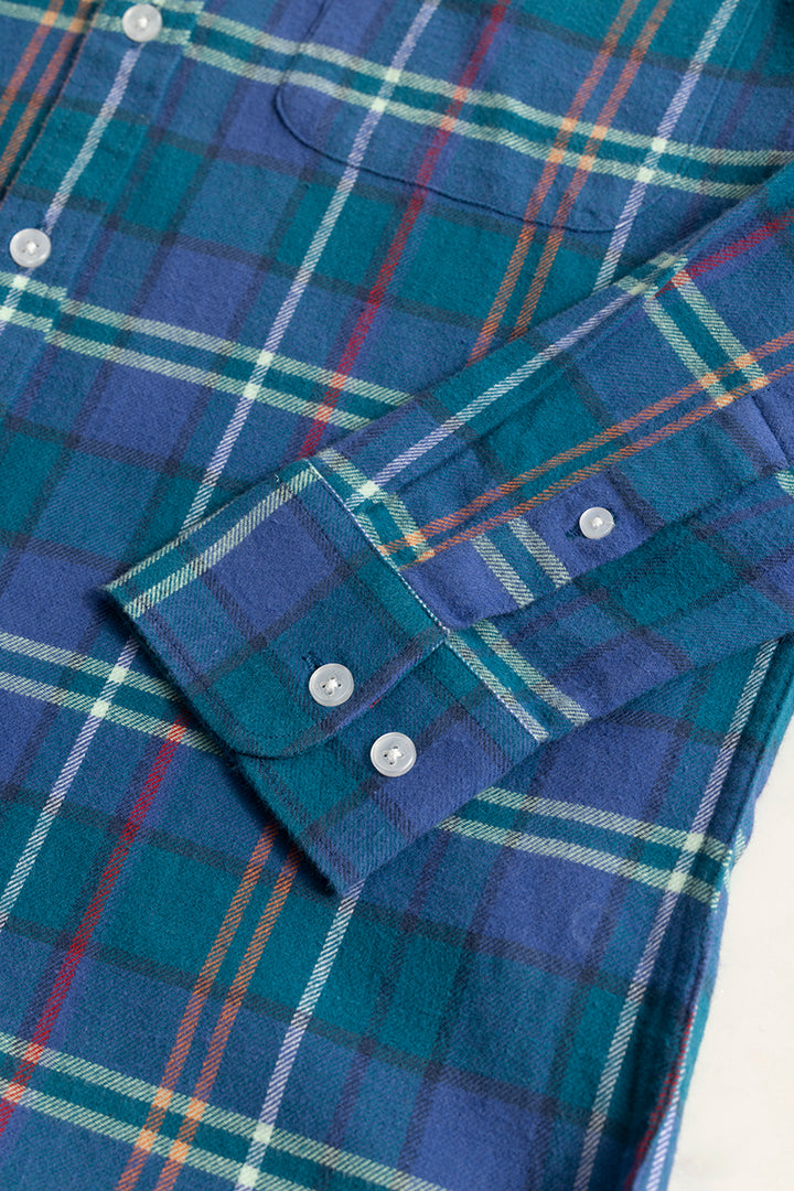 Quadric Charcoal Cobalt Blue Flannel Check Shirt