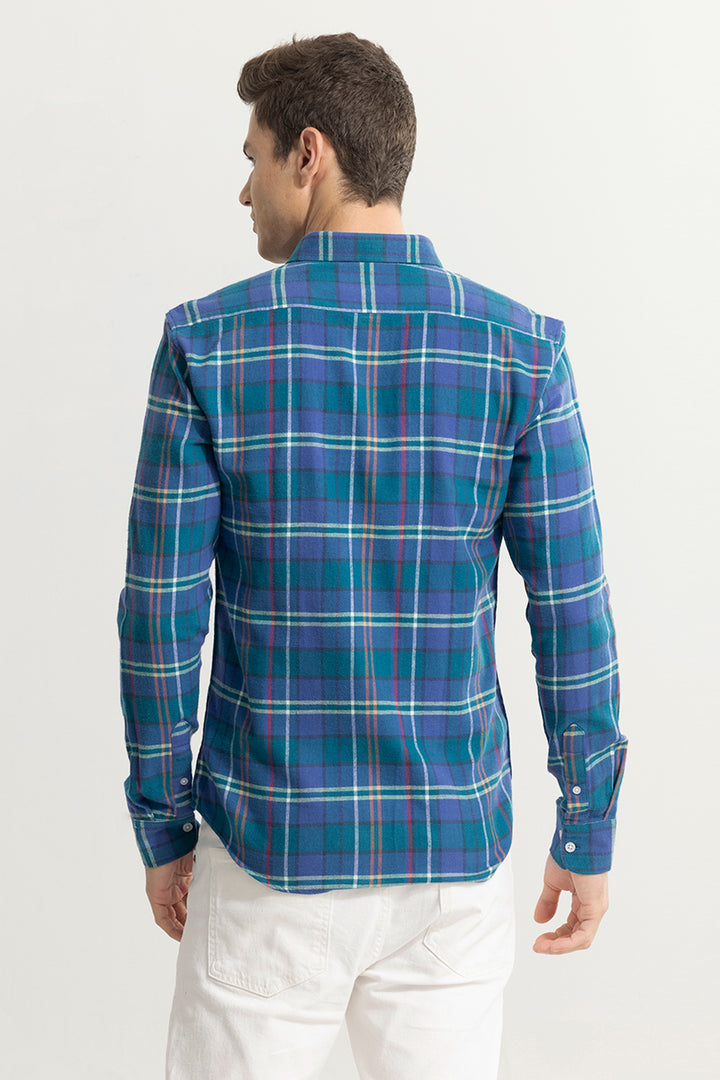 Quadric Charcoal Cobalt Blue Flannel Check Shirt