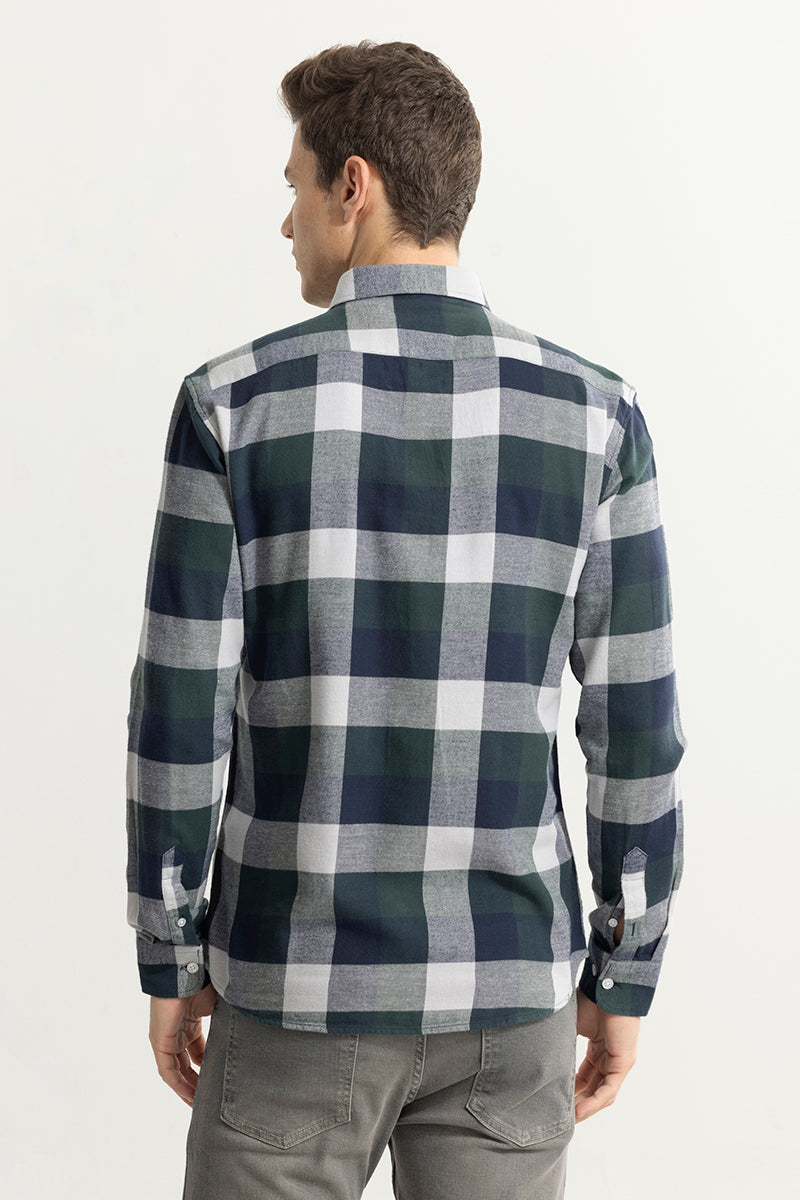 Quadric Charcoal Dark Blue Flannel Check Shirt