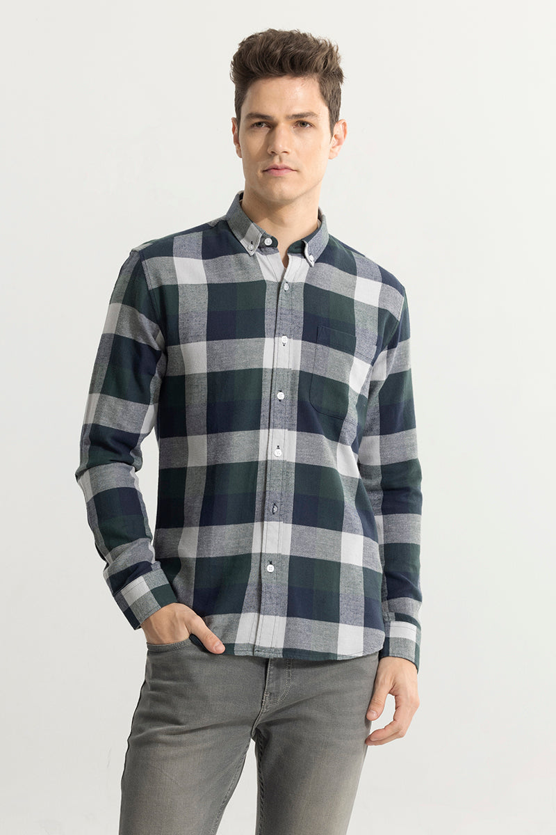 Quadric Charcoal Dark Blue Flannel Check Shirt