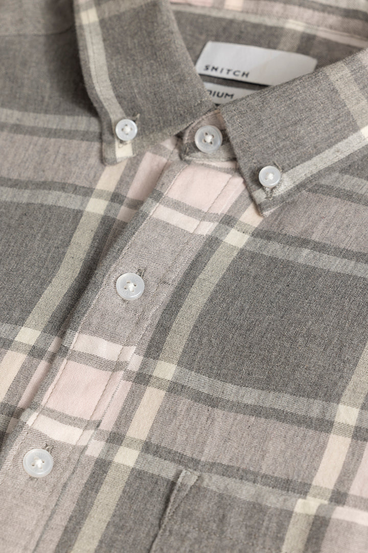 Quadric Charcoal Stone Grey Flannel Check Shirt