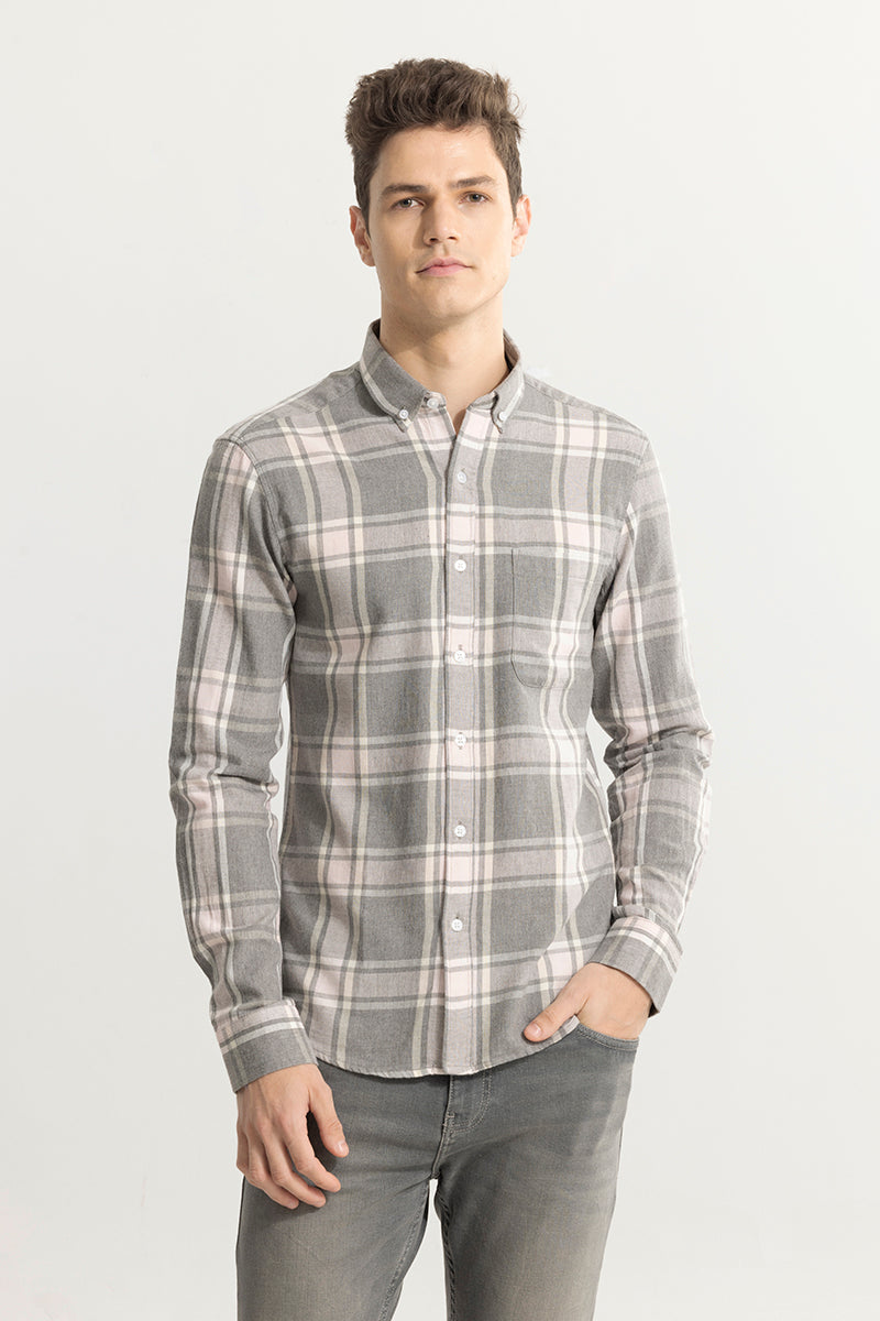 Quadric Charcoal Stone Grey Flannel Check Shirt