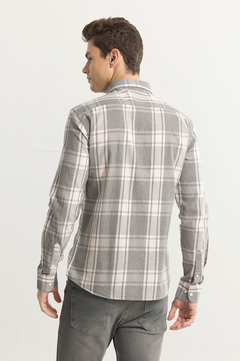 Quadric Charcoal Stone Grey Flannel Check Shirt