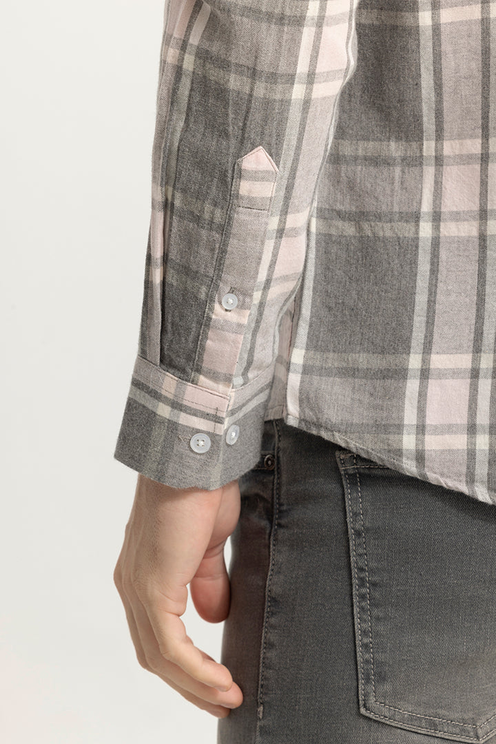 Quadric Charcoal Stone Grey Flannel Check Shirt