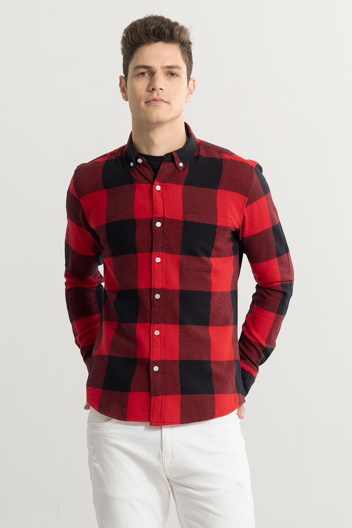 Quadric Charcoal Imperial Red Flannel Check Shirt