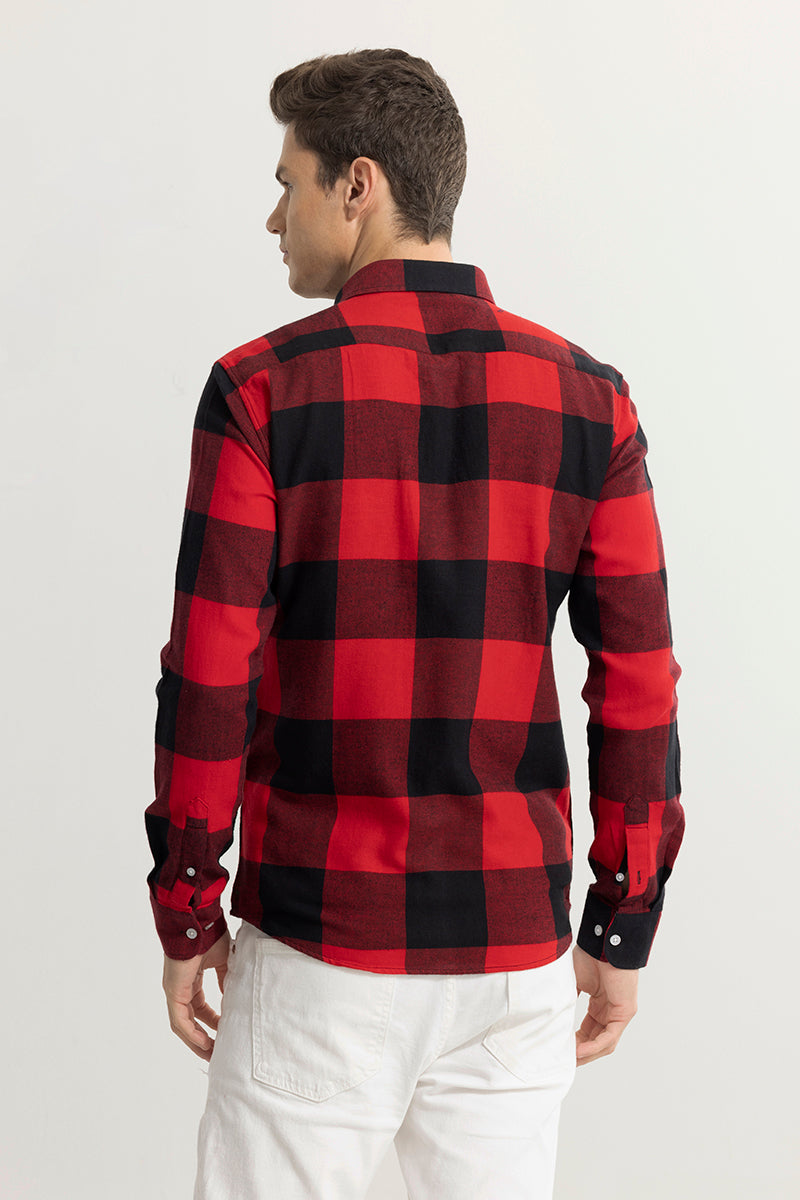 Quadric Charcoal Imperial Red Flannel Check Shirt