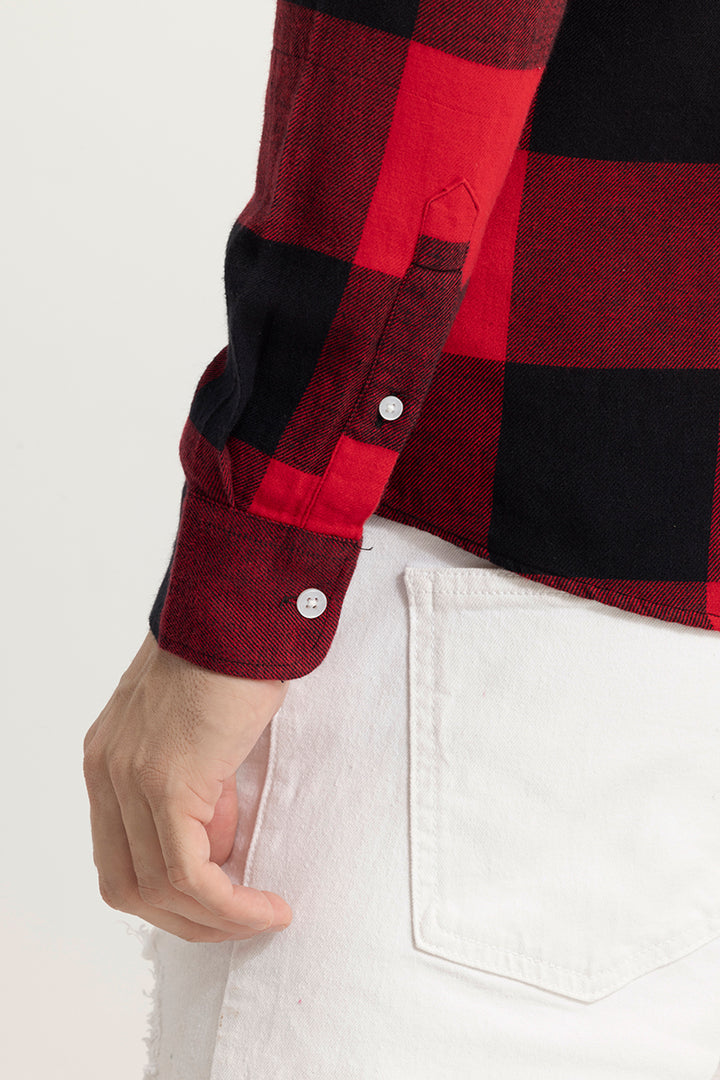 Quadric Charcoal Imperial Red Flannel Check Shirt