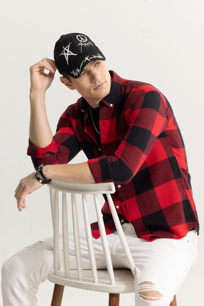 Quadric Charcoal Imperial Red Flannel Check Shirt