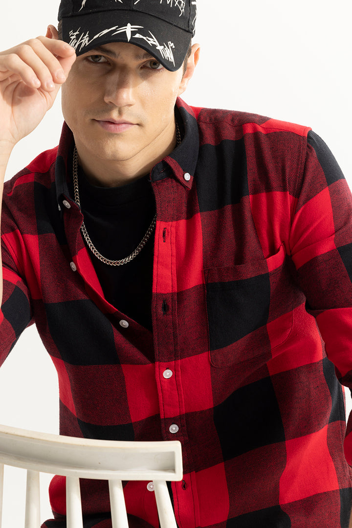 Quadric Charcoal Imperial Red Flannel Check Shirt