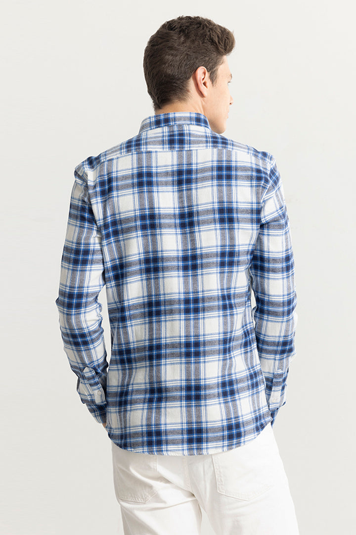 Quadric Charcoal Azure Blue Flannel Check Shirt