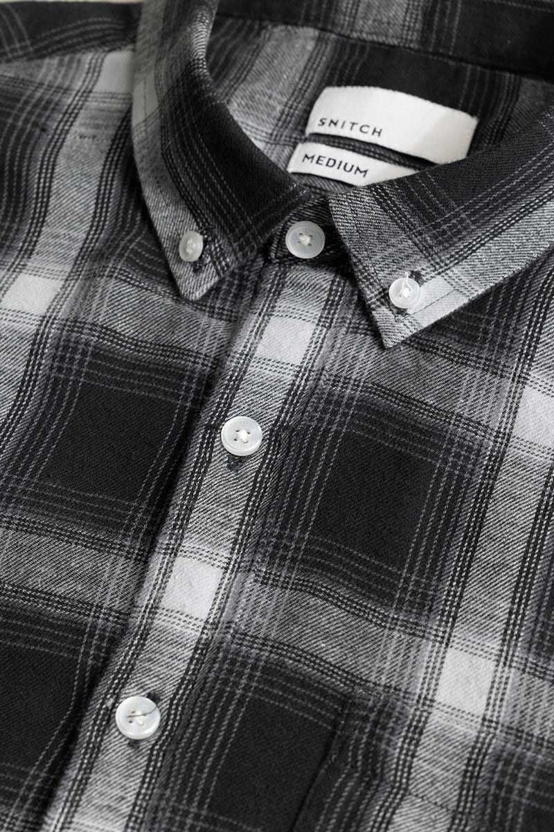 Quadric Charcoal Slate Black Flannel Check Shirt