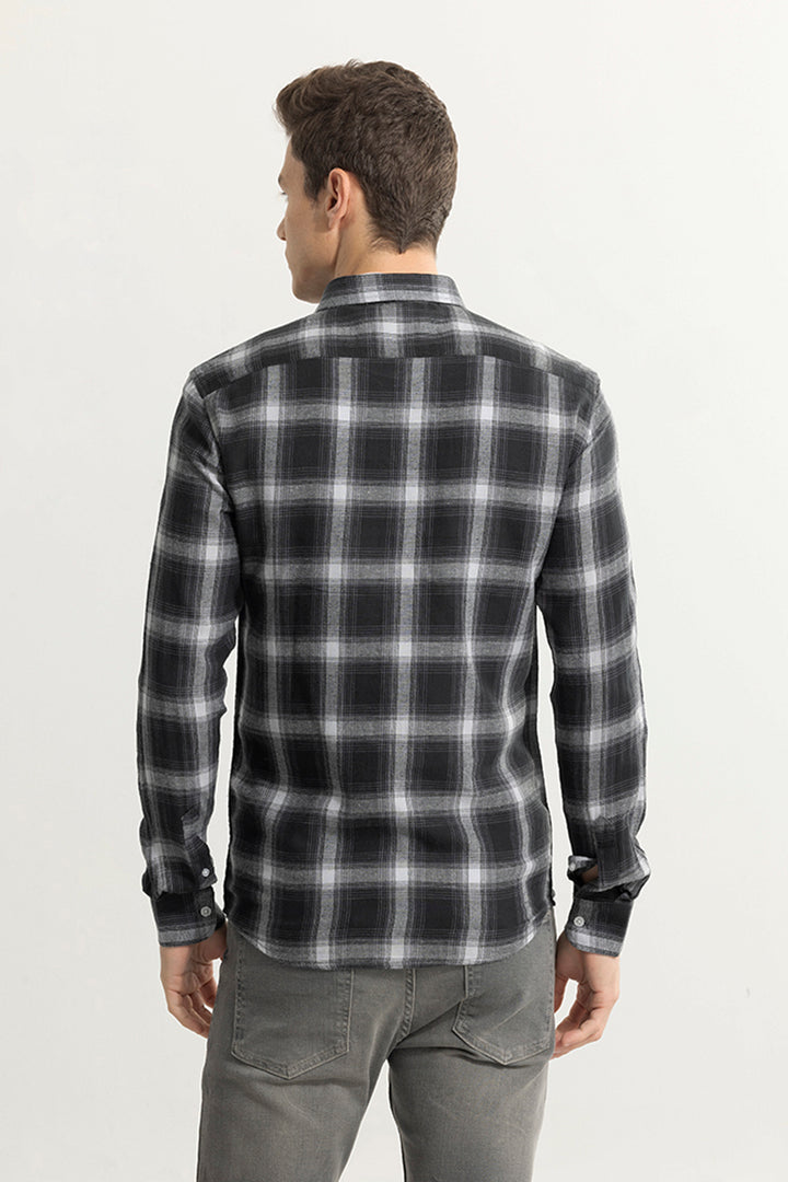 Quadric Charcoal Slate Black Flannel Check Shirt