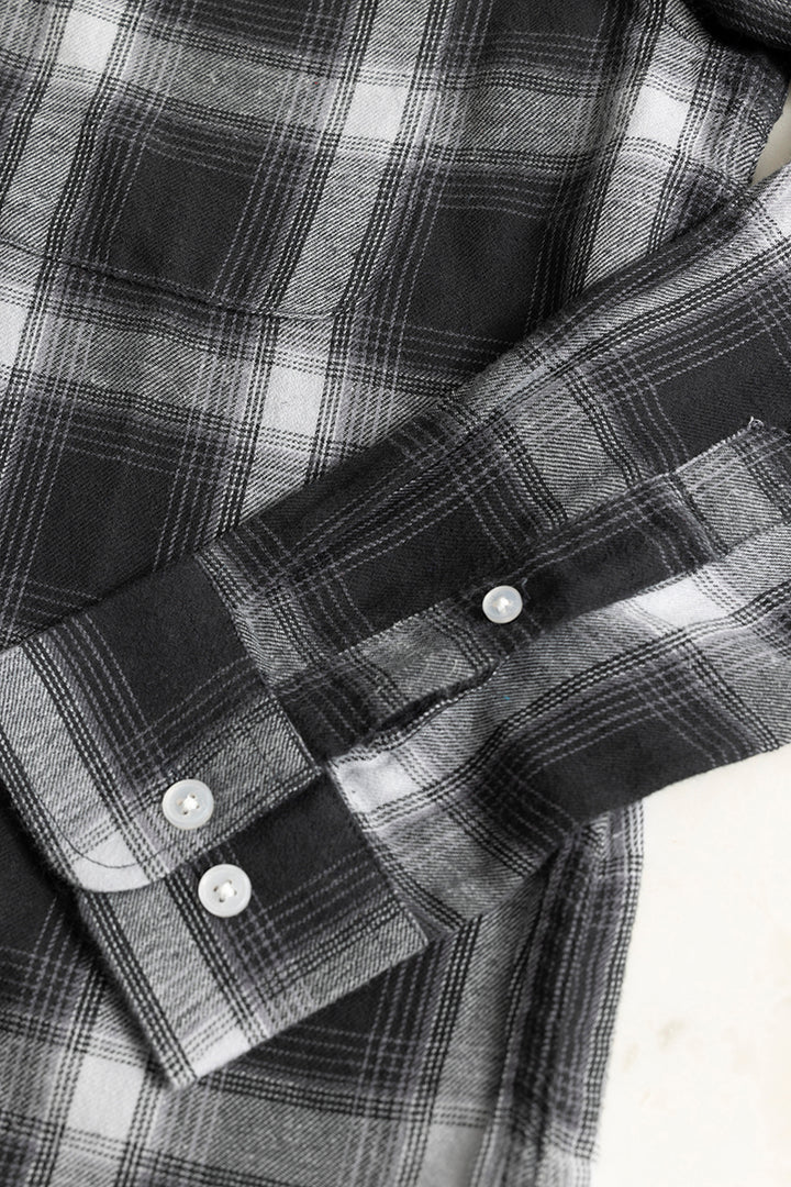 Quadric Charcoal Slate Black Flannel Check Shirt