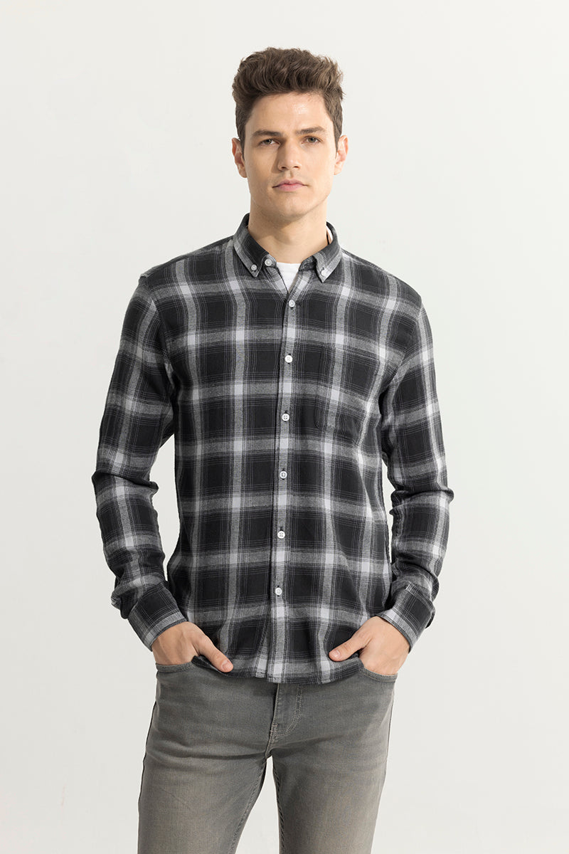 Quadric Charcoal Slate Black Flannel Check Shirt