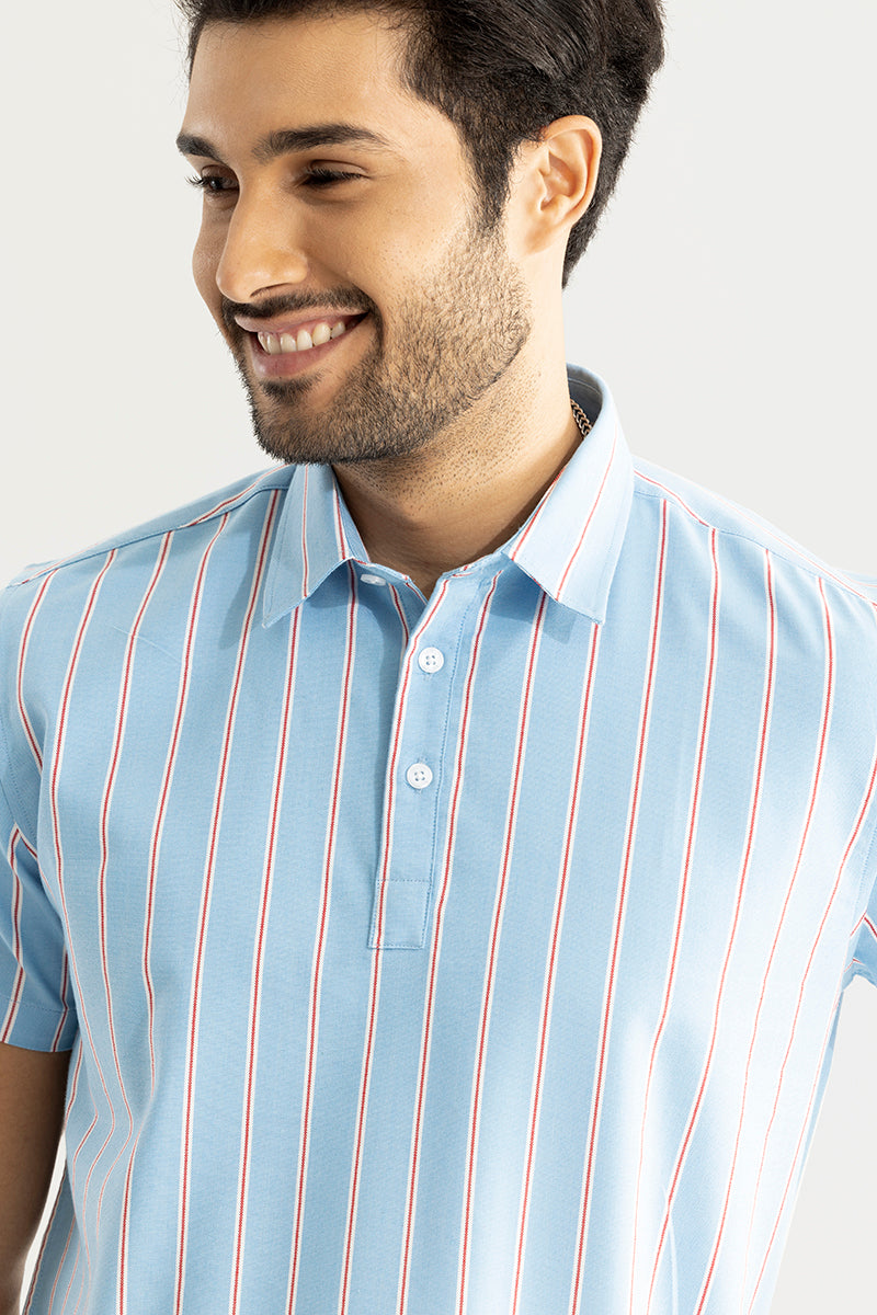 Sleek Stripe Blue Polo T-Shirt