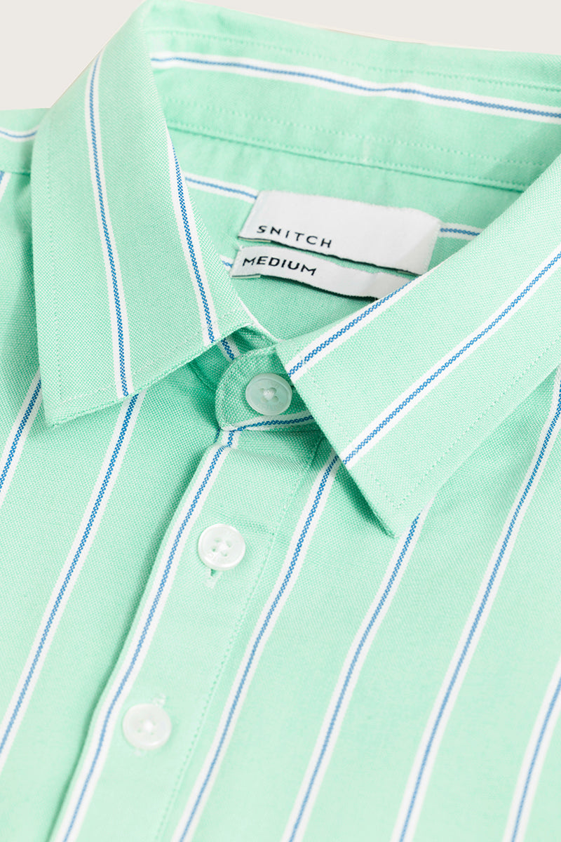 Sleek Stripe Mint Green Polo T-Shirt