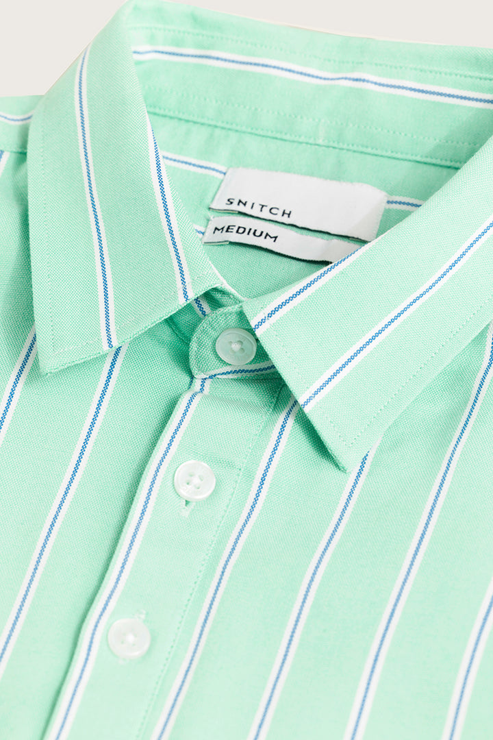 Sleek Stripe Mint Green Polo T-Shirt