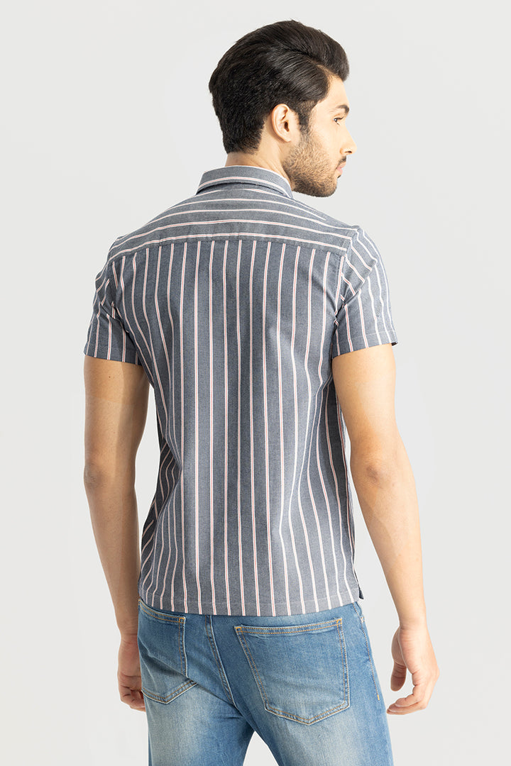 Sleek Stripe Grey Polo T-Shirt