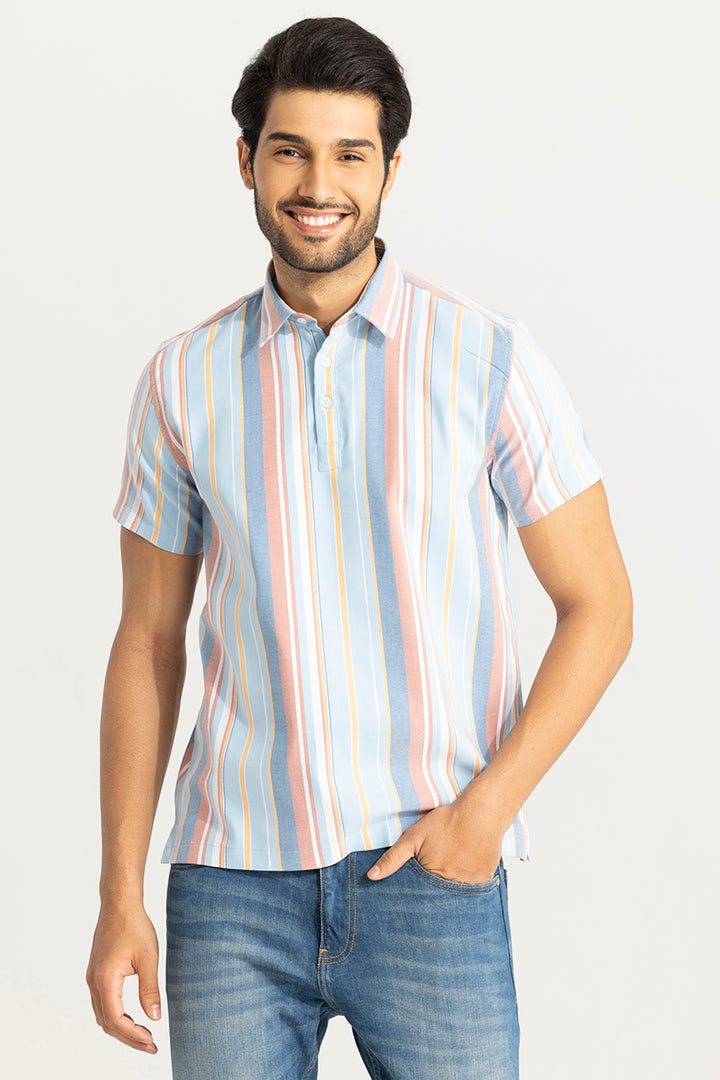 Glaze Stripe Blue Polo T-Shirt