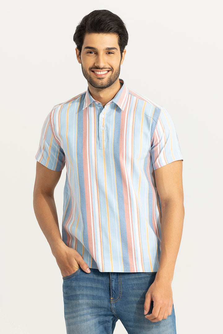 Glaze Stripe Blue Polo T-Shirt