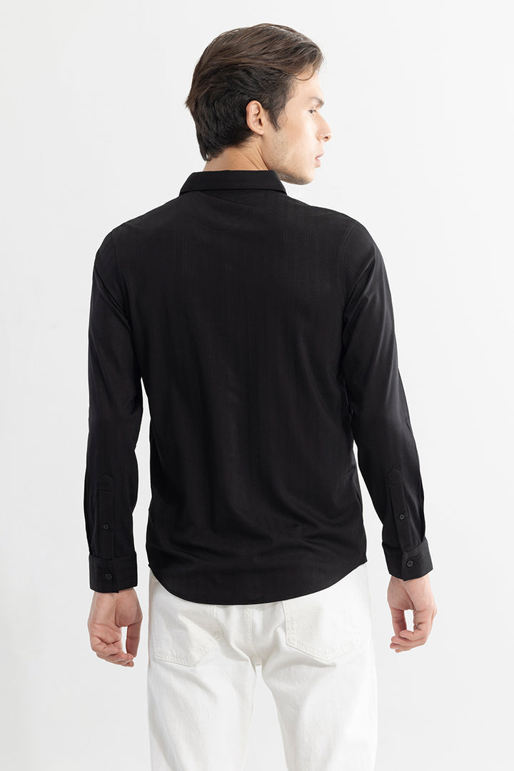 Iyocell Stripe Black Shirt