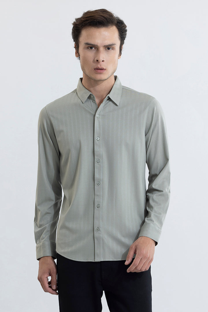 Iyocell Stripe Ash Grey Shirt