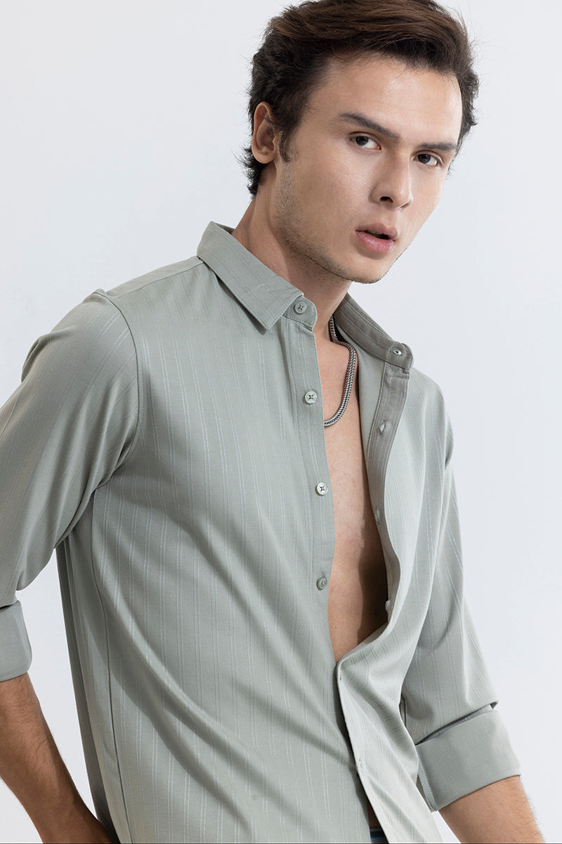 Iyocell Stripe Ash Grey Shirt