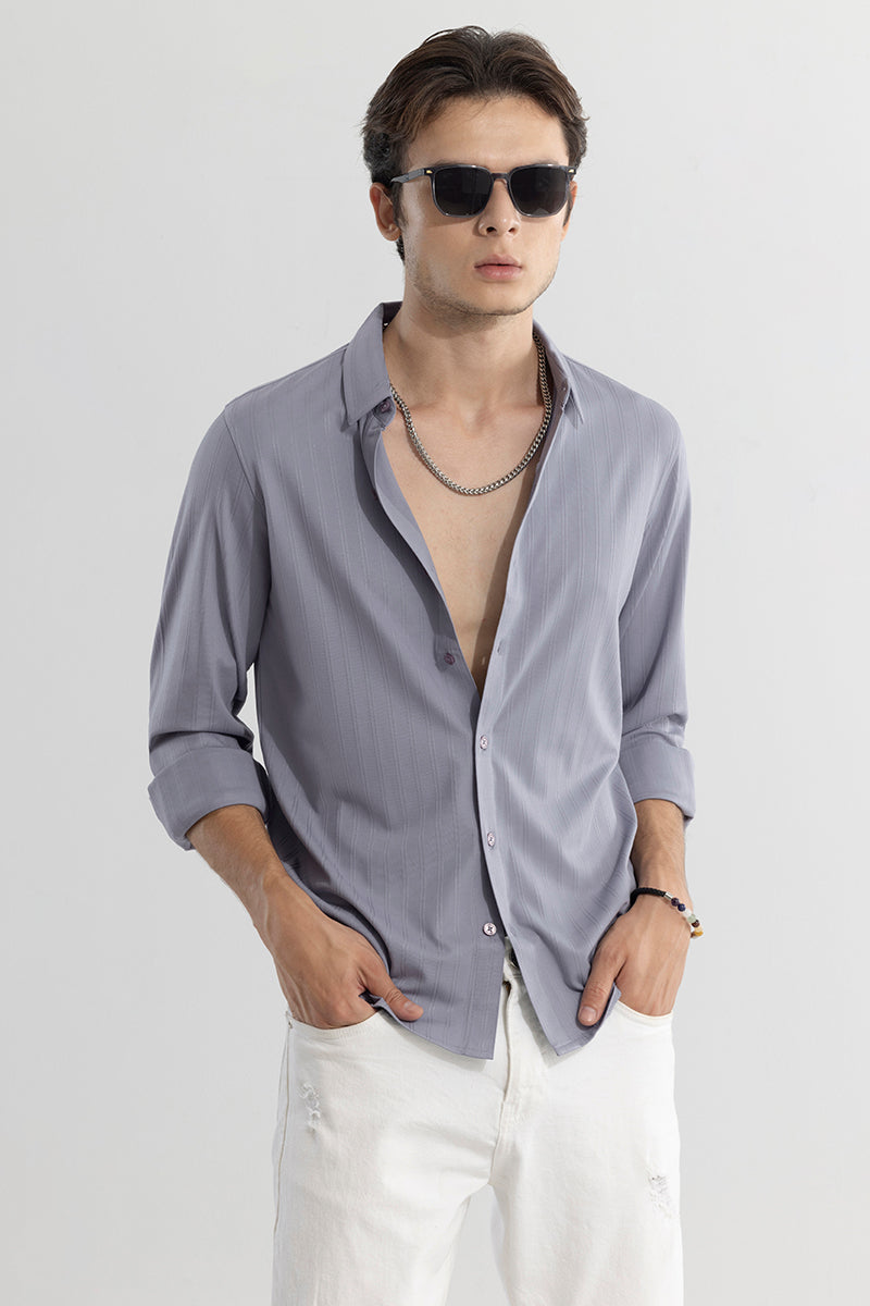 lyocell Stripe Grey Shirt