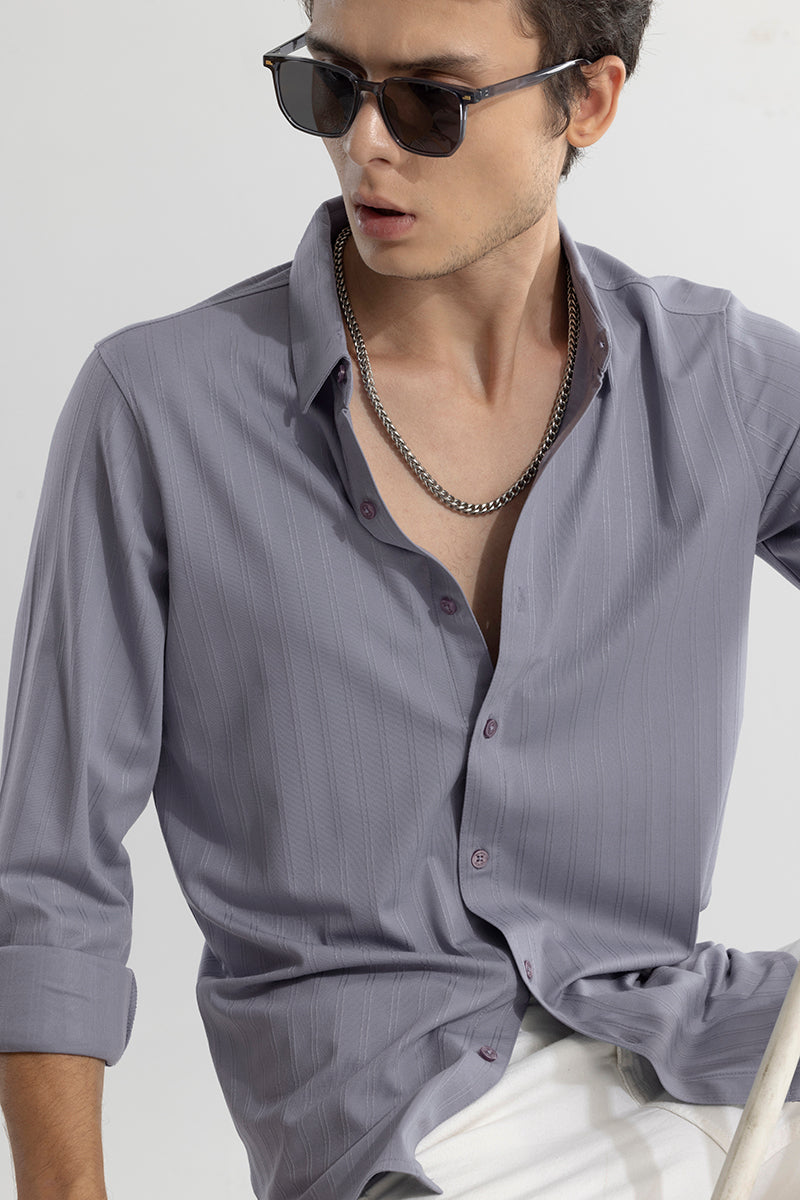 lyocell Stripe Grey Shirt