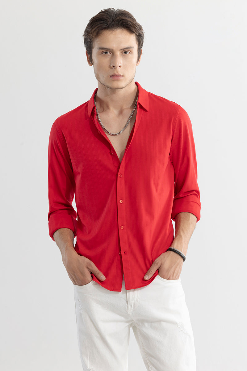 Iyocell Stripe Red Shirt