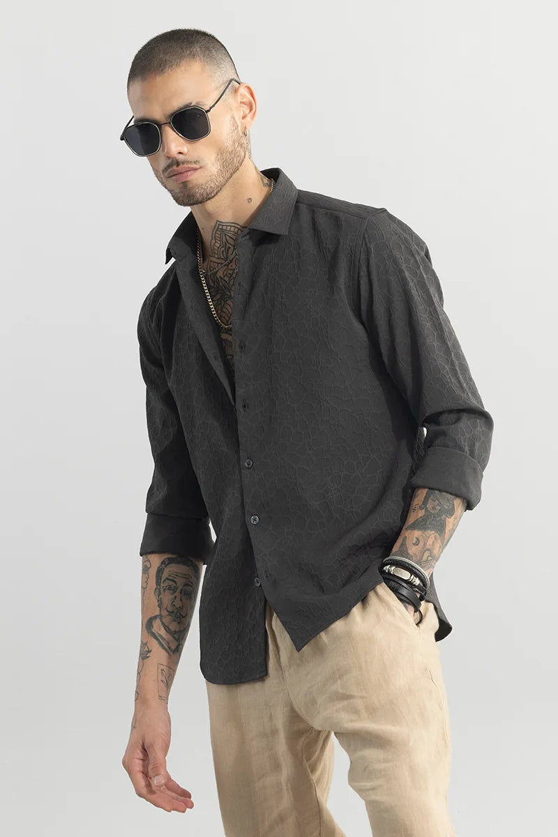 Buy Men's Scalptic Ash Black Shirt Online | SNITCH