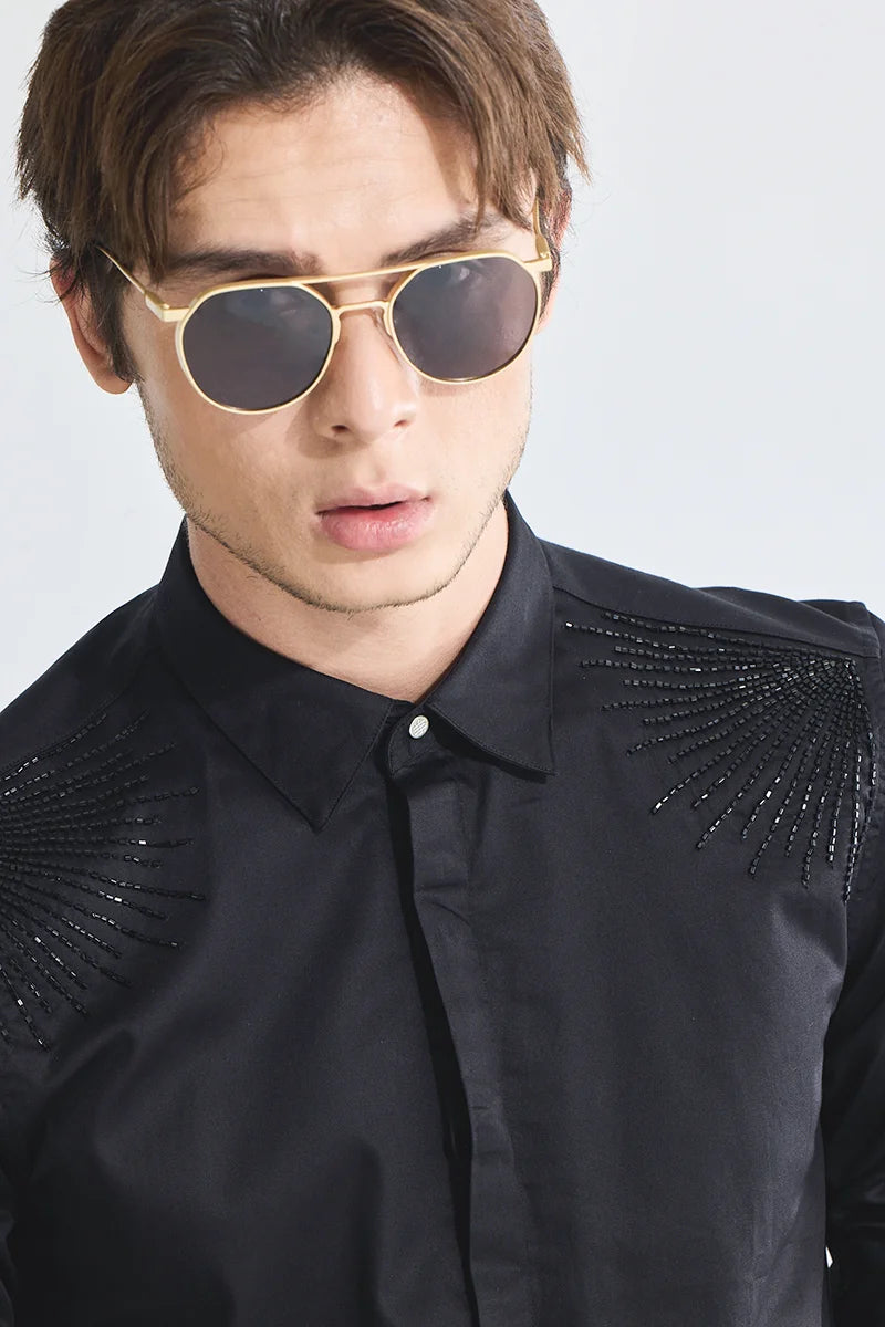 Sparkle Beaded Black Shirt