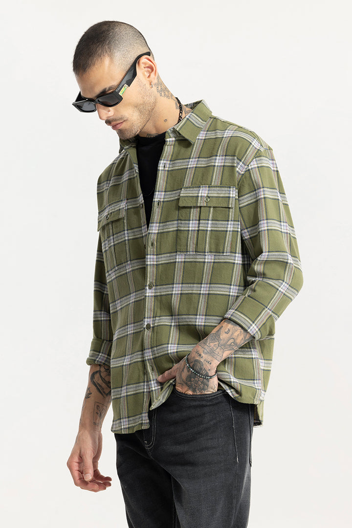 Oculus Check Green Oversized Shirt