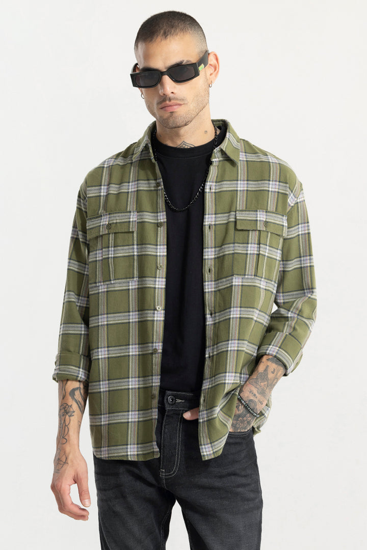 Oculus Check Green Oversized Shirt