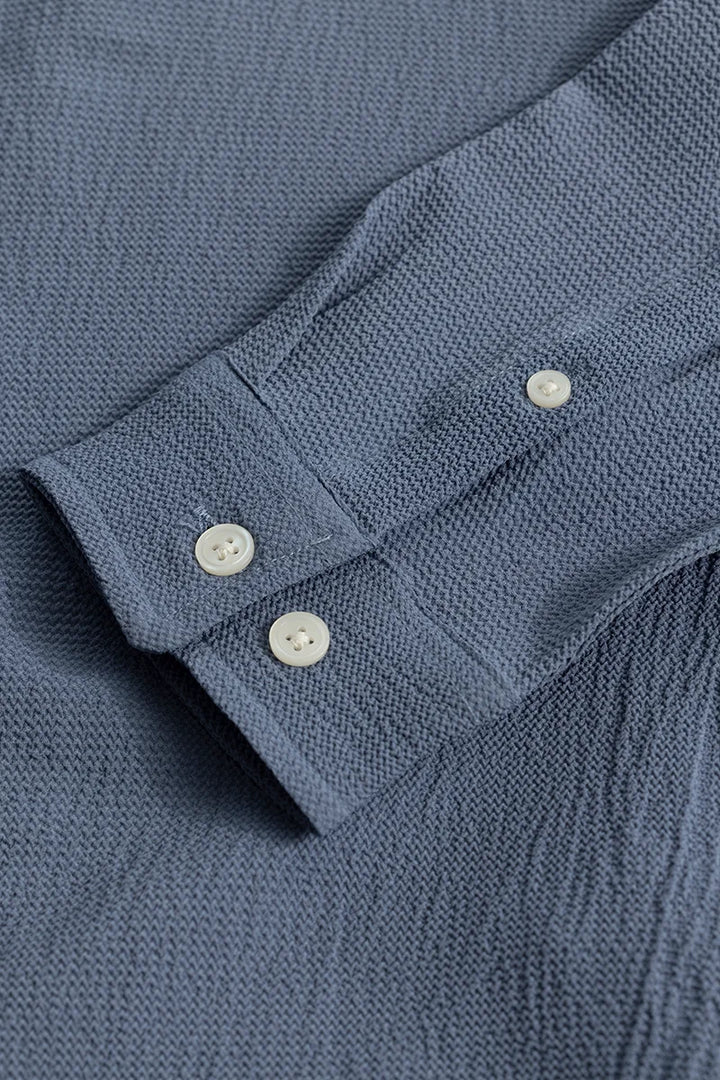Buy Men's Mandarin Neckline Blue Shirt Online | SNITCH