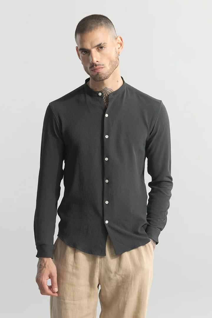 Mini Neckline Dark Grey Shirt