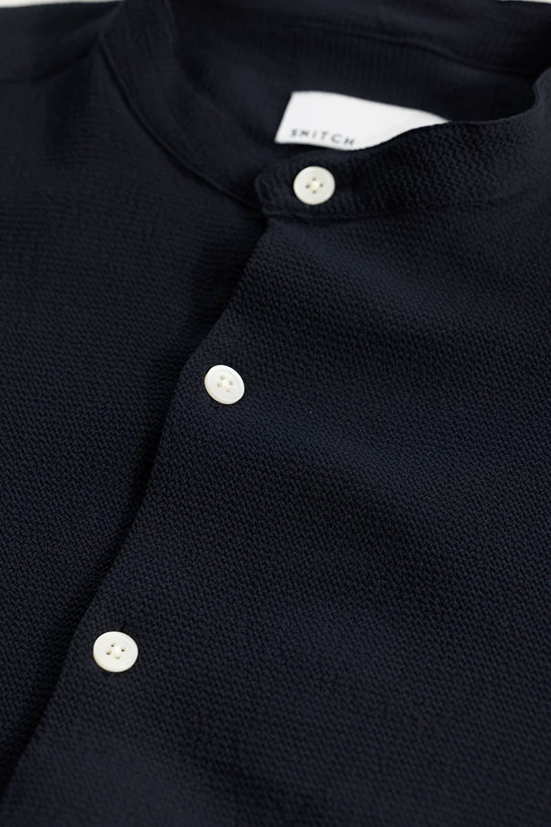 Mini Neckline Navy Shirt