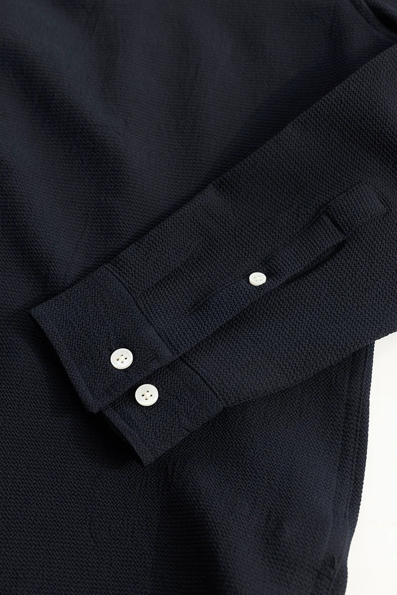 Mini Neckline Navy Shirt