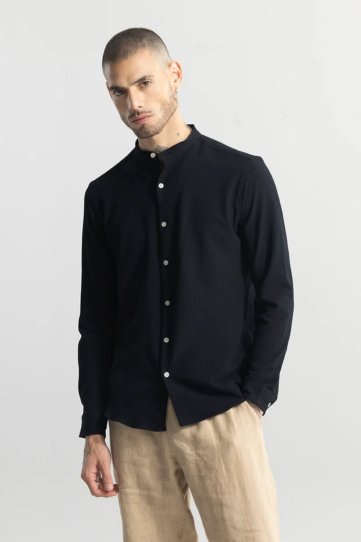 Mini Neckline Navy Shirt