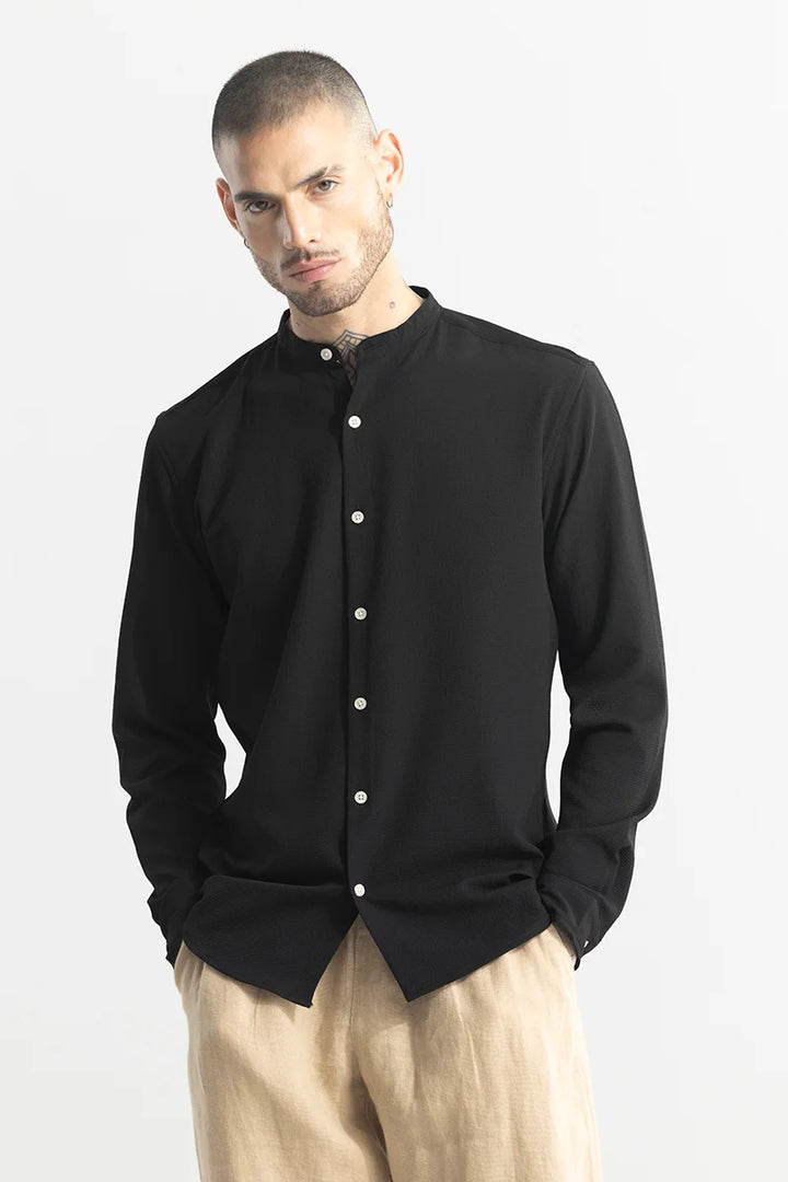 Mini Neckline Black Shirt