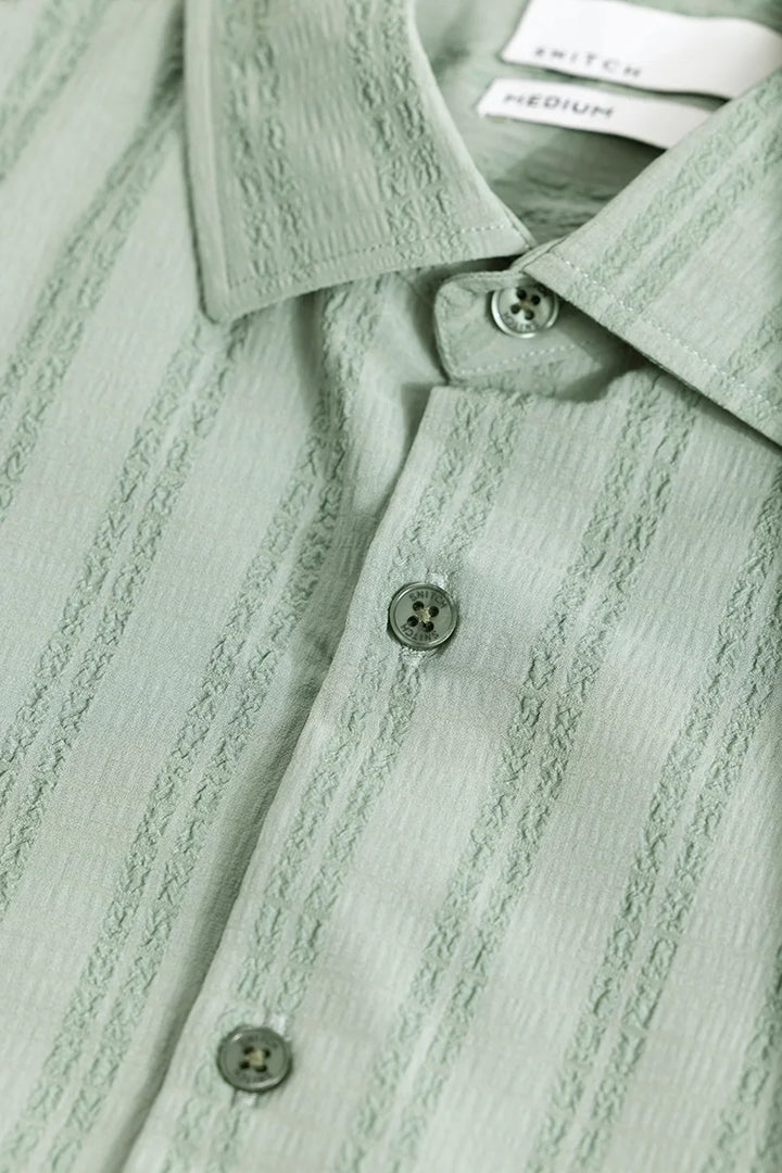 Wrinkled Stripe Green Shirt