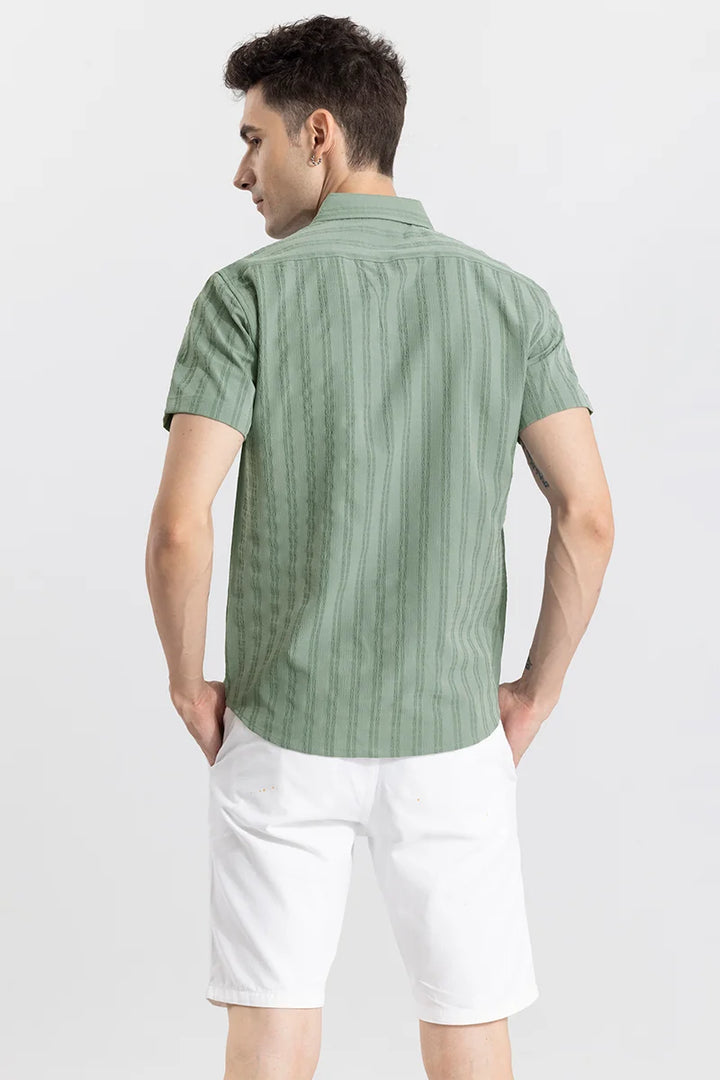 Wrinkled Stripe Green Shirt