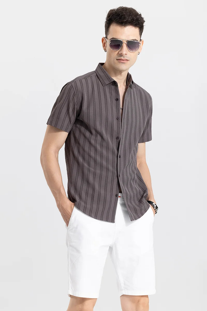 Wrinkled Stripe Grey Shirt